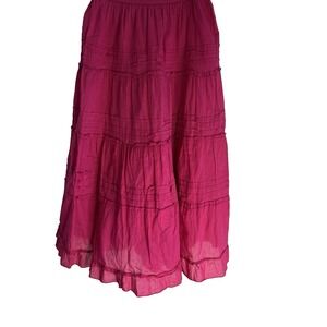Vtg Jane Ashley Pink Tiered Peasant‎ Skirt M Maxi Hippie Boho Cotton Lightweight